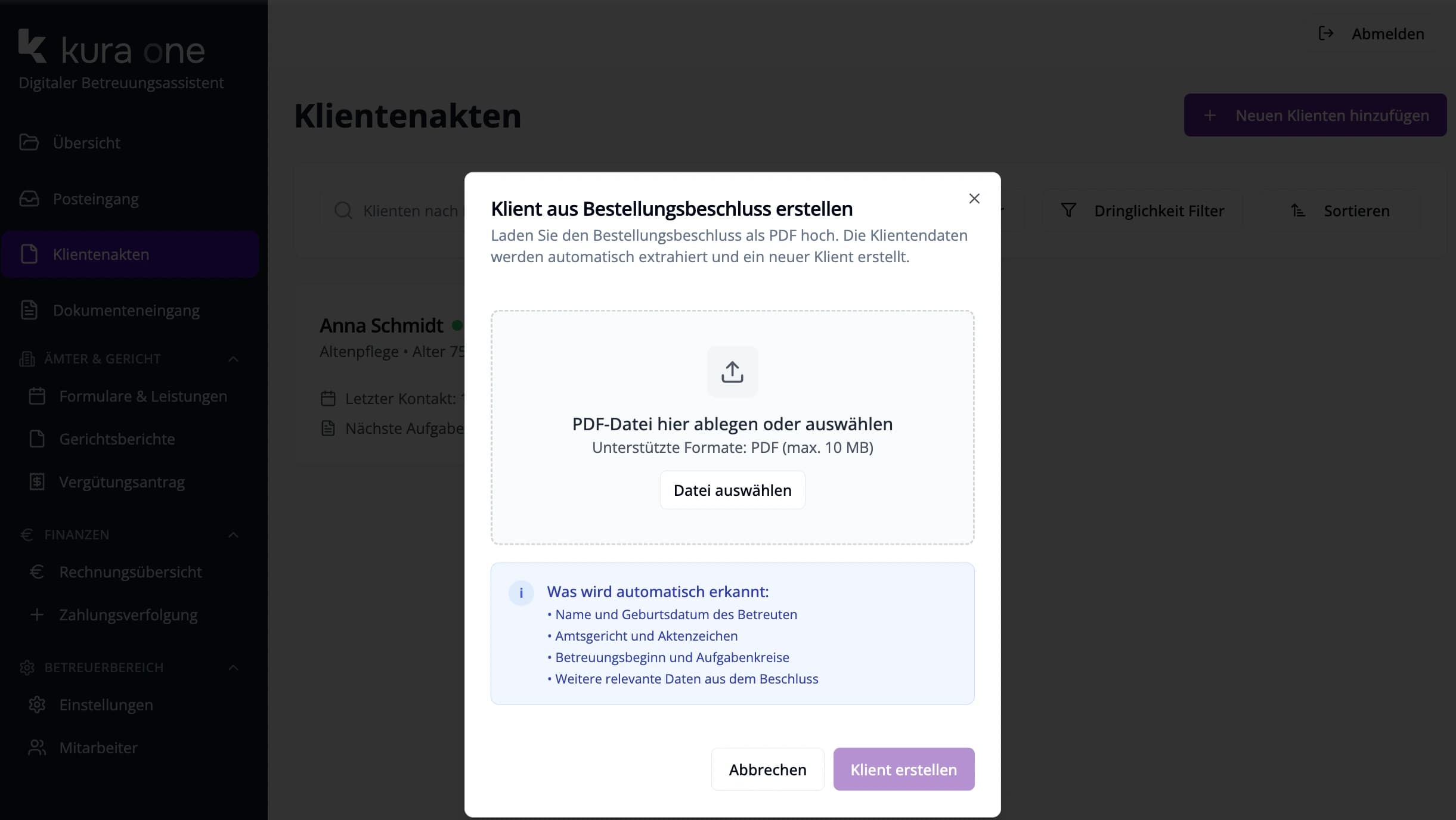 Intuitive Klientenerstellung - Schnelle und effiziente Erstellung von Klientenprofilen